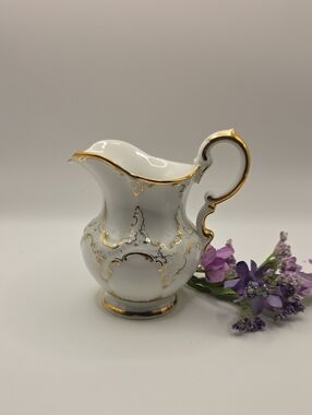 Vintage German Meissen Petite Porcelain Creamer w/ Hand Painted Gold Detail